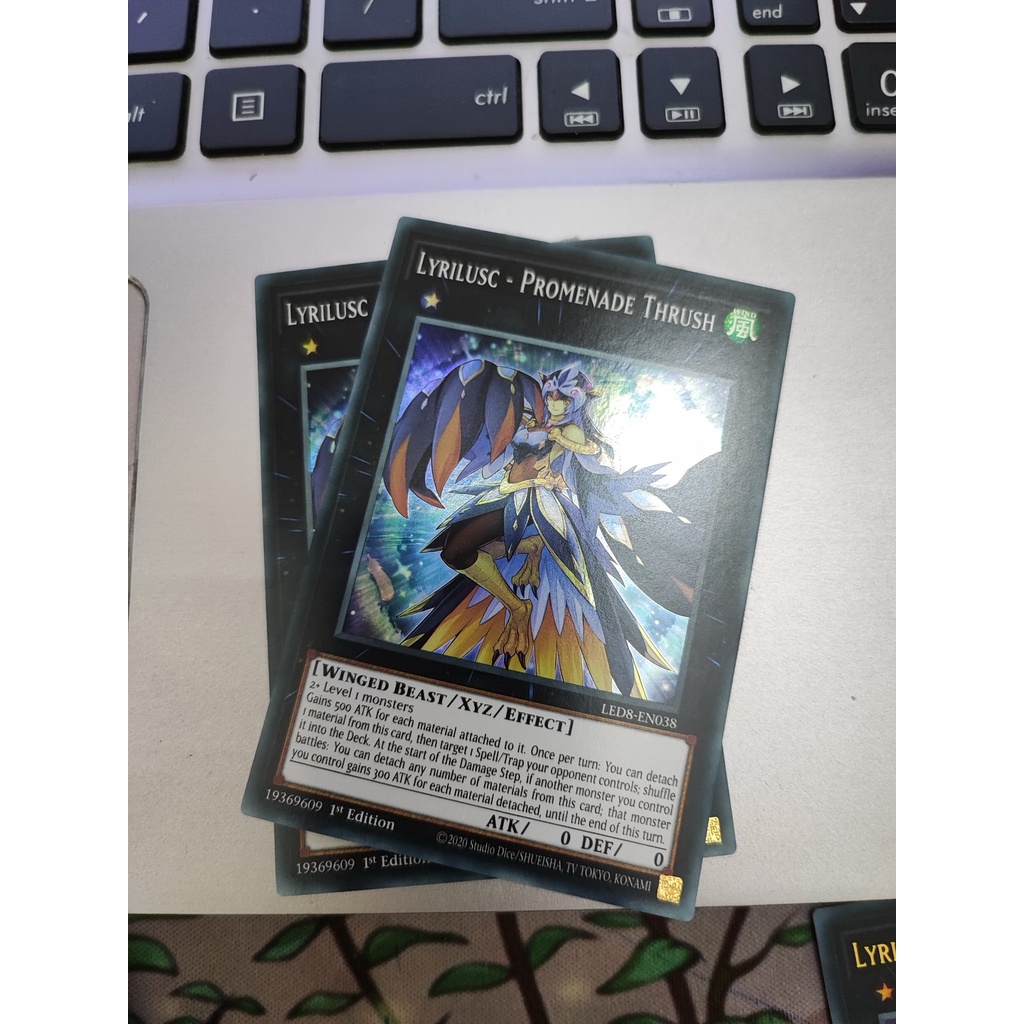 [Yugioh Funny Shop] การ์ด 1 ใบ Lyrilusc - Promenade Thrush - LED8-EN038 - Super Rare 1st Edition