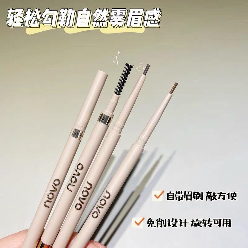 5518 (ใหม่/แท้) NOVO ดินสอเขียนคิ้วสลิมแบบใหม่ล่าสุด เนื้อดี เขียนง่าย ติดทน กันน้ำ กันเหงื่อ Natural Eyebrow Pencil
