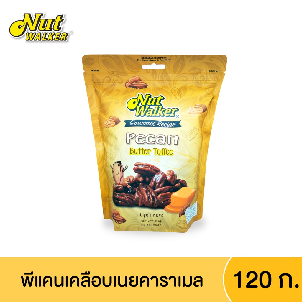 นัท วอล์คเกอร์ พีแคนเคลือบเนยคาราเมล 120 ก. Nut Walker Butter Toffee Pecans 120 g.