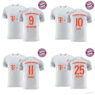 Ftb 2020-2021 Bayern Munchen F.C. เสื้อกีฬาแขนสั้น ลายทีมฟุตบอล Lewandowski Sane Janes Muller ชุดเยือน