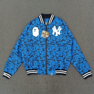 เสื้อแจ็กเก็ต ลายพราง Ape X NEW YORK YANKEES สีฟ้า