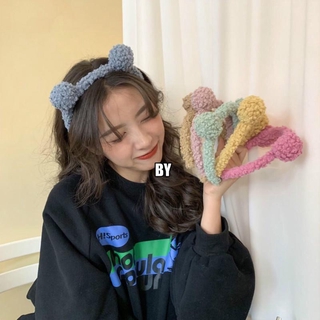 Korea Ins กิ๊บติดผมผ้าขนแกะลายหมีน่ารักสไตล์เกาหลี