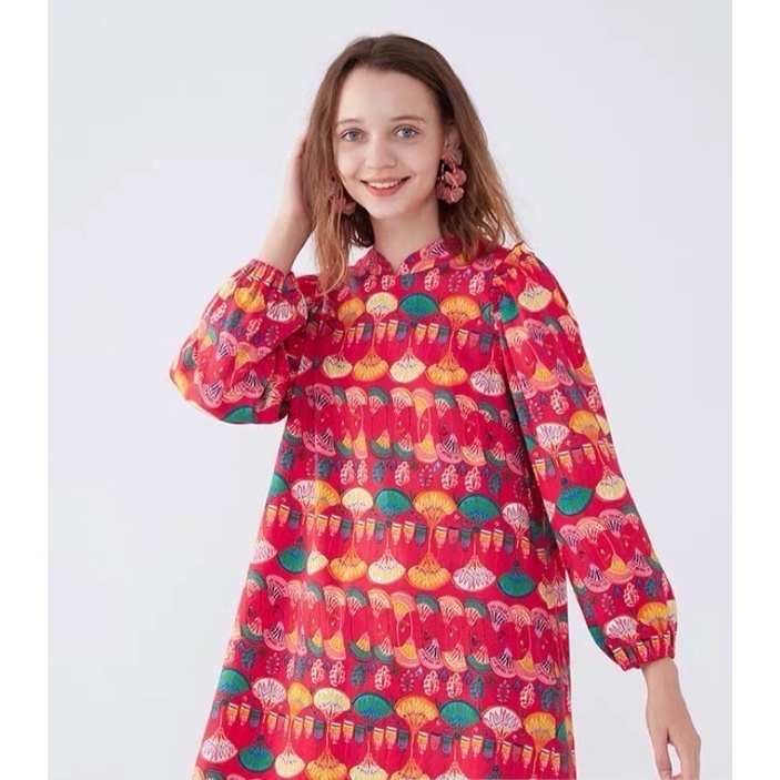 (พัด)Fan Boho Dress (พัด)ป้าย YPY เดรสลายพัดป้าย ypy