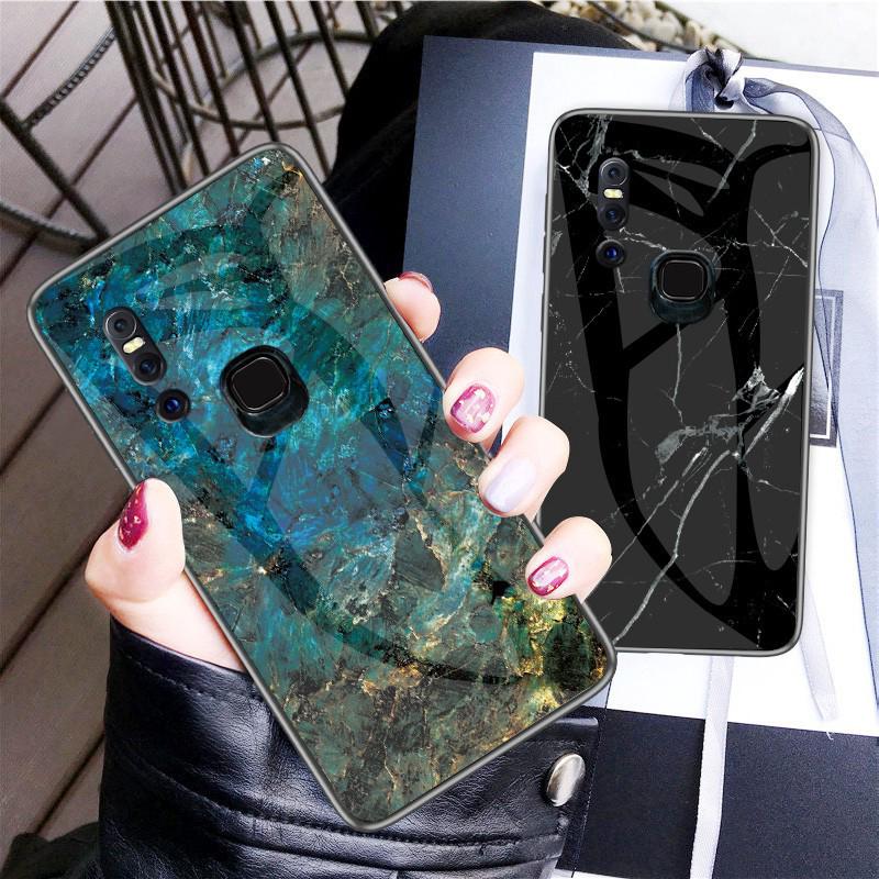 เคสกันรอยสำหรับโทรศัพท์มือถือ Vivo V19 V17 S1 Pro IQOO Neo 3 Y70S Y50 Y30 Y19 V15 Pro หินอ่อนกระจกนิรภัยกรณียาก