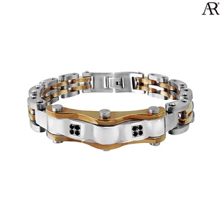 ANGELINO RUFOLO Bracelet ดีไซน์ Pink Gold 8 Jets Buckle สร้อยข้อมือผู้ชาย Stainless Steel 316L(สแตนเลสสตีล) คุณภาพเยี่ยม