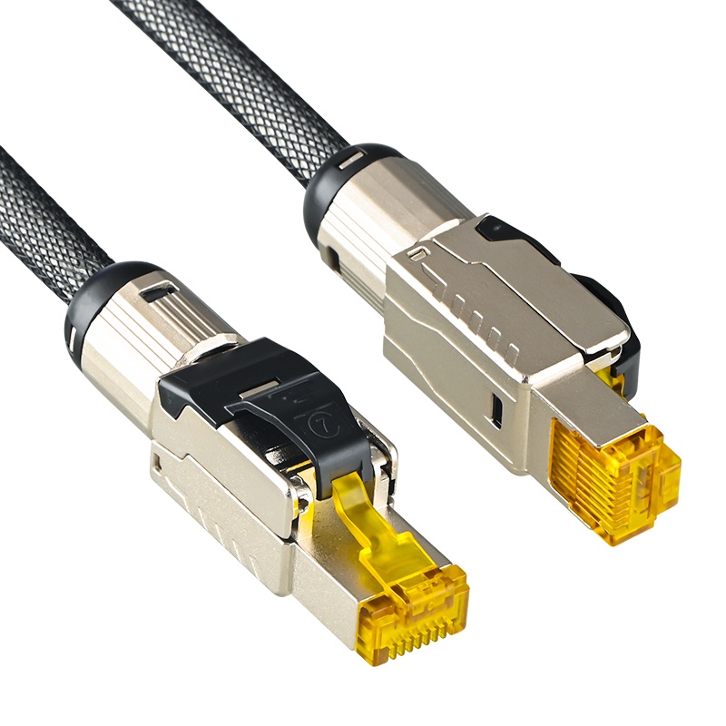 Ethernet Cable Cat 7 Cat 8 40Gbps 2000MHz Speed Lan RJ45 Network Patch Cable High Purity Pure Silver Conductor Full Shie