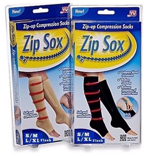 Zip Sox ถุงเท้าซิปล็อกบำรุงต้นขา ลดเส้นเลือดขอด ลดการปวดเมื่อยล้าขา น่องตึง ถุงเท้าบำรุงสุขภาพ ถุงเท้ามีซิปน่องเรียว