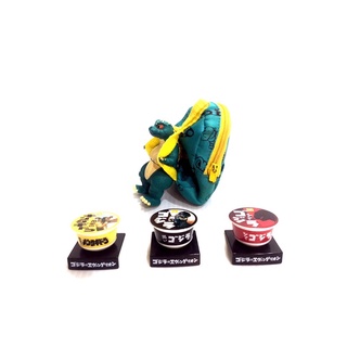 Little Godzilla Chronicles 3 Mini Figure With Mini Backpack &amp; 3 re-ment Godzilla Ramen Set