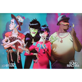 โปสเตอร์ รูปวาด วง ดนตรี กอริลลาซ GORILLAZ POSTER 24”x35” Inch Alternative Rock Hip Hop Cartoon Music V12