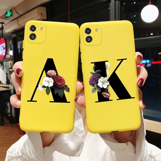 ใหม่ เคสโทรศัพท์มือถือ ซิลิโคน ลายตัวอักษรสีเหลือง หรูหรา สําหรับ Samsung Galaxy A03 A03 Core A 03 A03Core SM-A032F