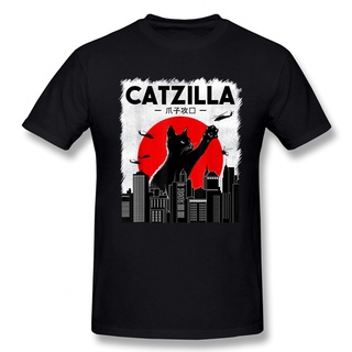 T-shirt  GILDAN เสื้อยืดแขนสั้น ผ้าฝ้าย 100% พิมพ์ลายกราฟฟิค Catzilla Cat Lover แฟชั่นฤดูร้อน สําหรับผู้ชายS-5XL