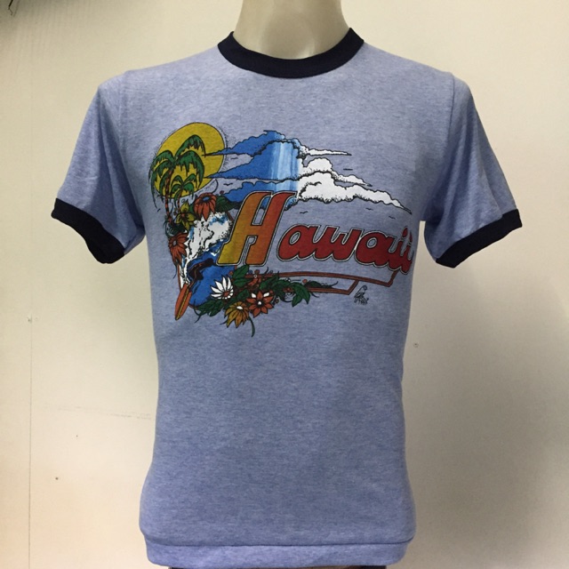เสื้อยืด ลาย ฮาวาย สไตล์วินเทจ