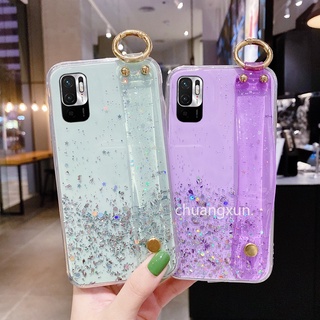 Xiaomi Redmi Note 10 Pro 10S POCO M3 Pro 5G F3 X3 Pro NFC เคส Phone Case Star Sequins with Wristband Transparent  Back Cover เคสโทรศัพท