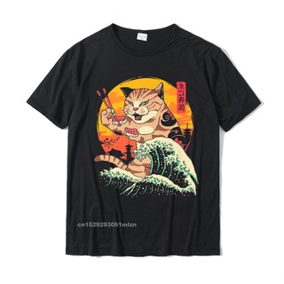 [S-5XL]เสื้อยืดท็อป ผ้าฝ้าย เข้ารูป พิมพ์ลาย Neko Sushi Wave youth Premium Rife สําหรับผู้ชาย