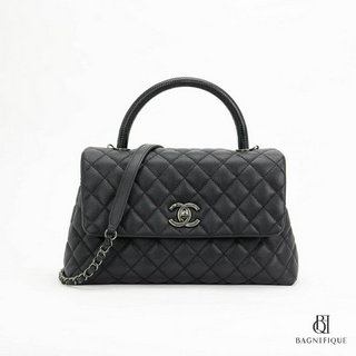 CHANEL COCO LIZARD 10.5" BLACK CAVIAR SHW