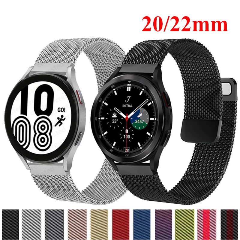 สายนาฬิกาข้อมือ สเตนเลส แม่เหล็ก 20 มม. 22 มม. สําหรับ Samsung Galaxy Watch 3 4 Strap Classic 46 มม. 42 มม. 40 มม. 44 มม. S3 Active 2 Huawei GT 2 2Pro