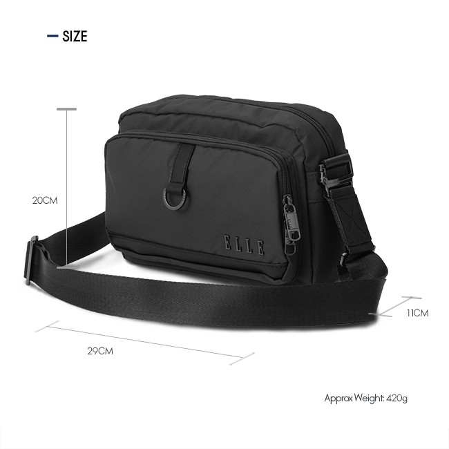 ELLE Travel Bags Series100%Recycled Nylon Mipan Regan กระเป๋าสะพายข้างแนวนอน น้ำหนักเบาและทนทาน #Item83513