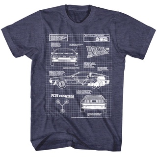 เสื้อยืดผ้าฝ้ายพิมพ์ลายขายดี เสื้อยืดแขนสั้น คอกลม ทรงหลวม พิมพ์ลาย Back To The Future Delorean Time Machine Haynes Blue