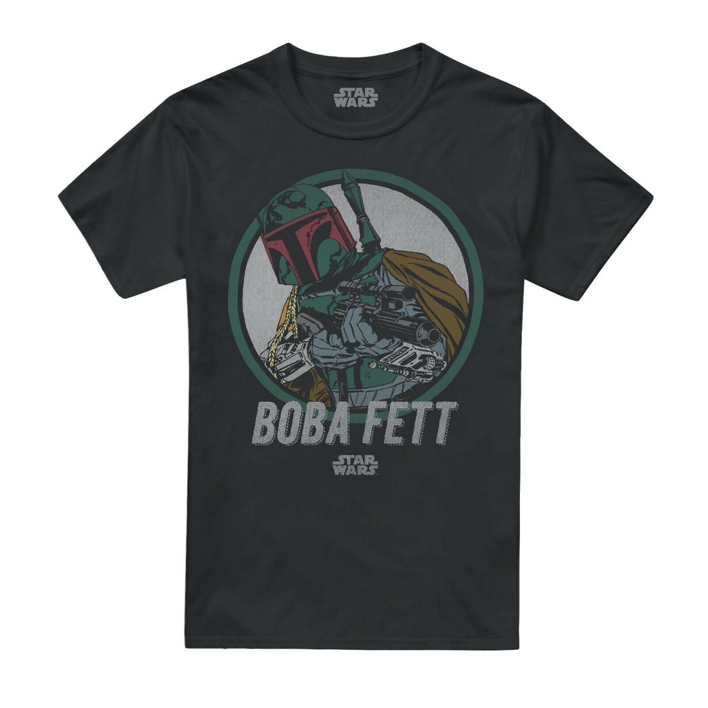 เสื้อยืดคอกลมเสื้อยืด พิมพ์ลาย Star Wars Boba Fett พรีเมี่ยม ยอดนิยม ของขวัญคริสต์มาส สําหรับผู้ชายS