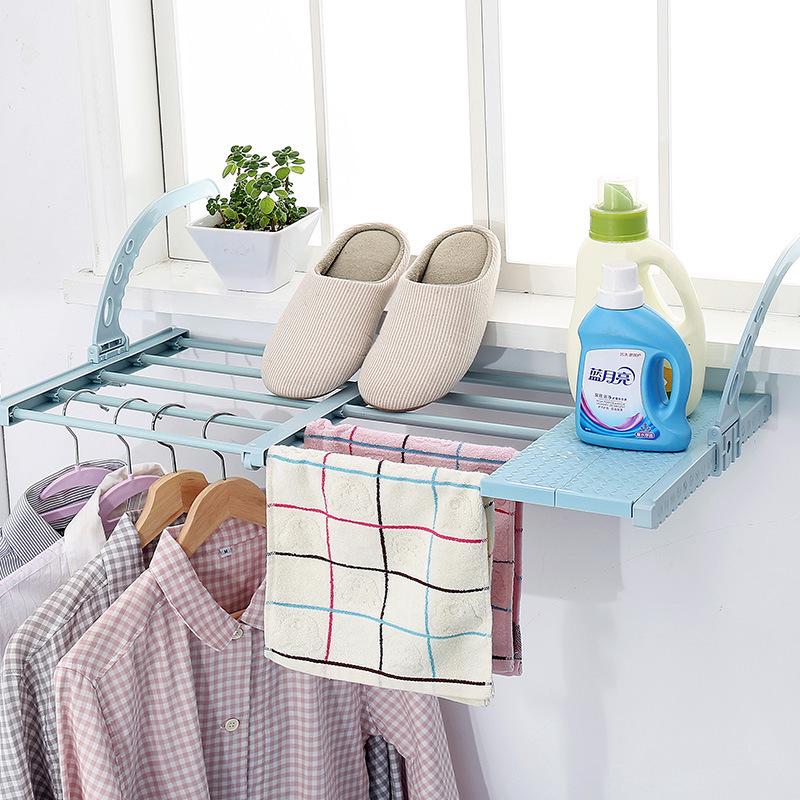 balcony Foldable Drying rack Storageราวแขวนระเบียง แขวนหน้าต่าง ยืดหดได้ วางของได้เยอะ