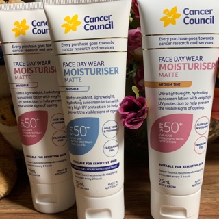 ครีมกันแดด Cancer Council Australia Face Day Wear Moisturiser Matte SPF 50+  UVA UVB 75 ml