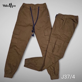 [เหลือ 170฿ เก็บโค้ดหน้าร้าน jogger pants กางเกงขาจั้ม กระเป๋าข้าง สีพื้น 6 กระเป๋า เอวยางยืด พร้อมเชือก ชา