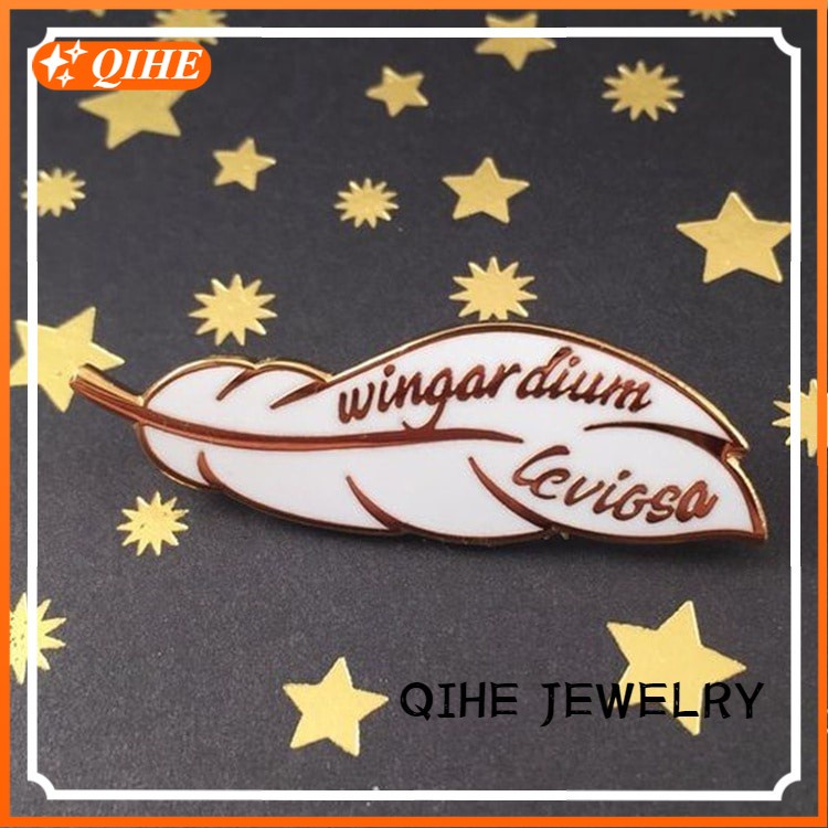 Feather Pin Wingardium Leviosa Brooch Spell Badge Witch Wizard