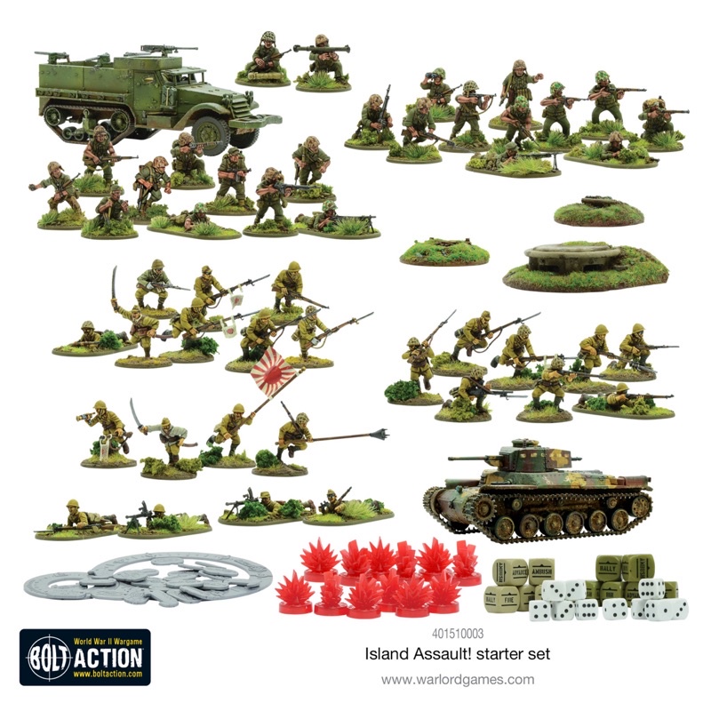 BOLT ACTION Starter Set - Island Assault - WW2 Pacific World War US Marines Japanese Imperial strate