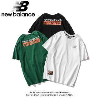 new balance เสื้อยืดลําลองสําหรับ unisex ผ้าฝ้ายแขนสั้นเหมาะกับการเล่นกีฬา