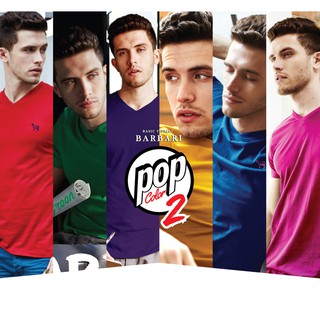 Barbari  POP2 เสื้อยืดคอวี  ปักหน้าอก  ผู้ชาย/ผู้หญิง สีเหลื…