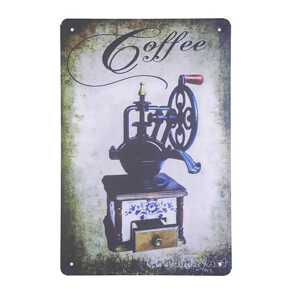 ป้ายสังกะสีวินเทจ Coffee Grinder Shopee Thailand