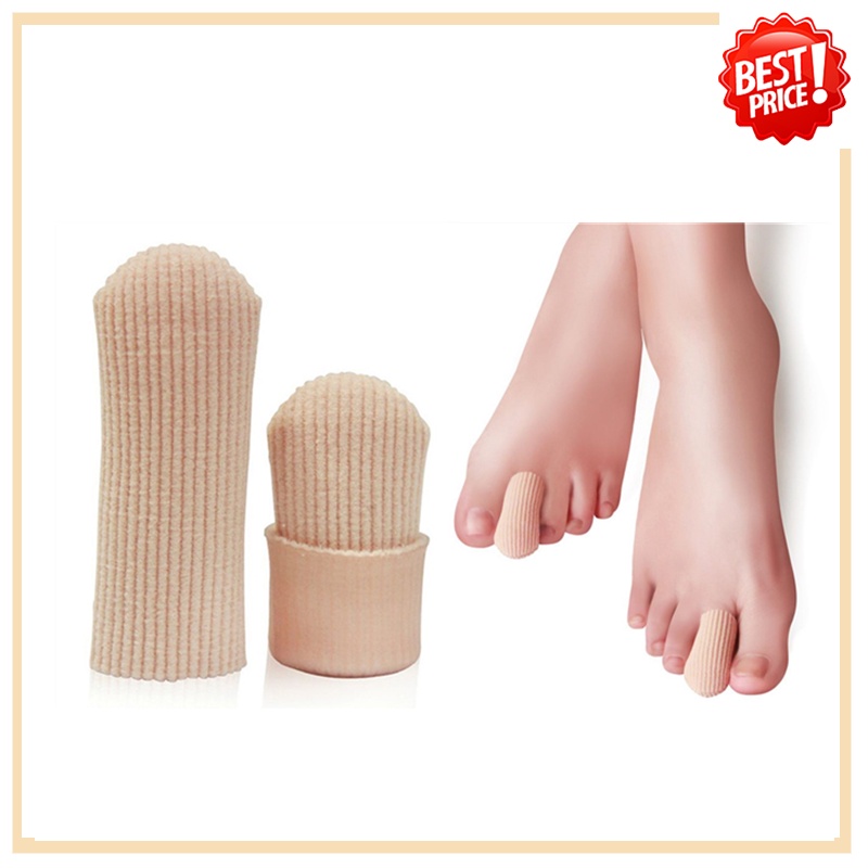 1 Piece Fabric Ribbed Knit Gel Toe Finger Cap Cover Sleeves Tube Protector