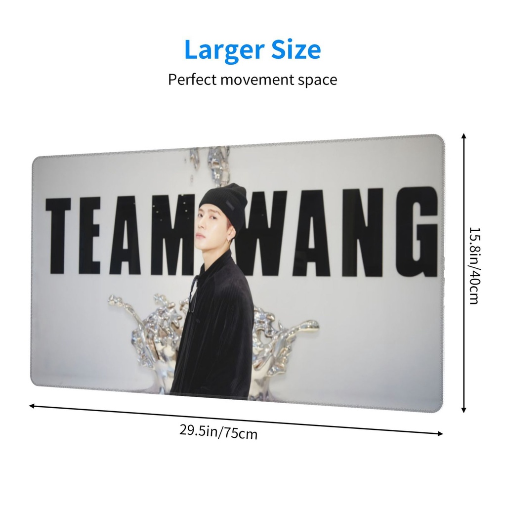 Jackson Wang แผ่นรองเมาส์พิมพ์ลายขนาดใหญ่, แผ่นรองเมาส์แบบขยาย, แผ่นรองแป้นพิมพ์คอมพิวเตอร์ฐานยางกันลื่น