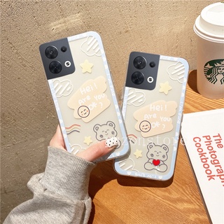 New เคส OPPO Reno8 Pro Reno8 5G Cartoon Soft Casing เคสโทรศัพท Four Corners Airbag Shockproof Phone Case Cute Bear Phone Protective Back Cover