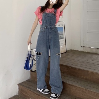 Many Jeans Overalls เอี๊ยมกางเกงยีนส์ขายาวเอวสูง