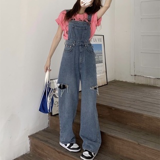 Many Jeans Overalls เอี๊ยมกางเกงยีนส์ขายาวเอวสูง