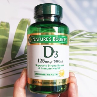 วิตามินดี3 VitaminD3 125 mcg (5,000 IU), Immune Health, 240 Rapid Release Softgels (Natures Bounty®) D-3 D 3