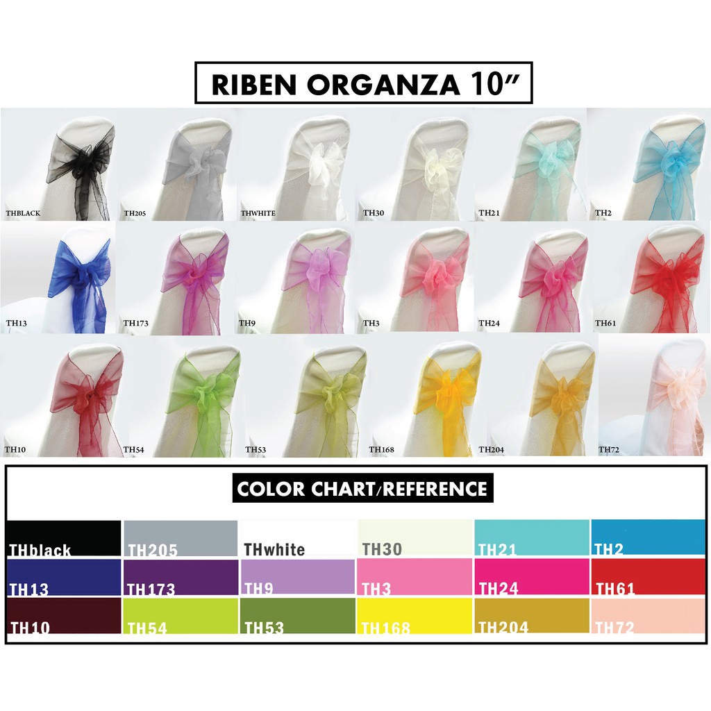 RIBBON ORGZA 10", REBEN KERUSI BANQUET, PLASTIK & CHIAVARI.1IKAT - 10PCS, JAMAN, WEDDING, DECO, HALL