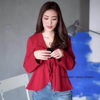 พร้อมส่ง🌹 เสื้อ Blazer แขนยาว ผูกโบว์ช่วงอกค่ะ งานเก๋ ใส่แมทช์ง่าย