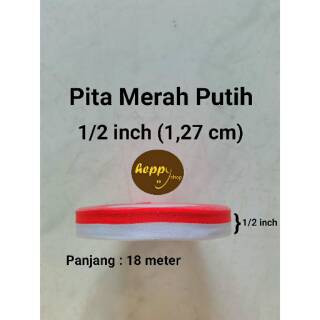 Merah PUTIH ริบบิ้น สีแดง และสีขาว 1/2 นิ้ว (1.27 ซม.)