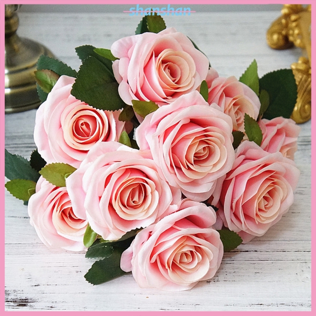 Artificial Flowers Rose Bouquet Fake Flowers Silk Roses Wedding Bouquet ...