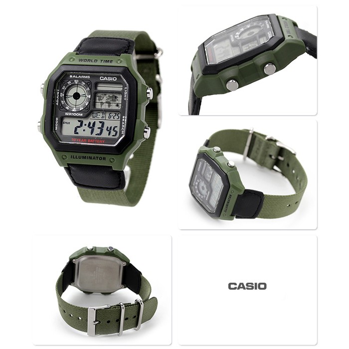 Casio Standard นาฬิกาข้อมือ รุ่น AE-1200WHB AE-1200WHB-1 AE-1200WHB-3 สายผ้า