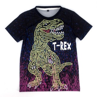 HLurban เสื้อยืดเด็ก คอกลม แขนสั้น พิมพ์ลายไดโนเสาร์ Dinosaur ทีเร็กซ์ T-rex ใส่ได้ทั้งเด็กผู้ชาย เด็กผู้หญิง ผ้าดี