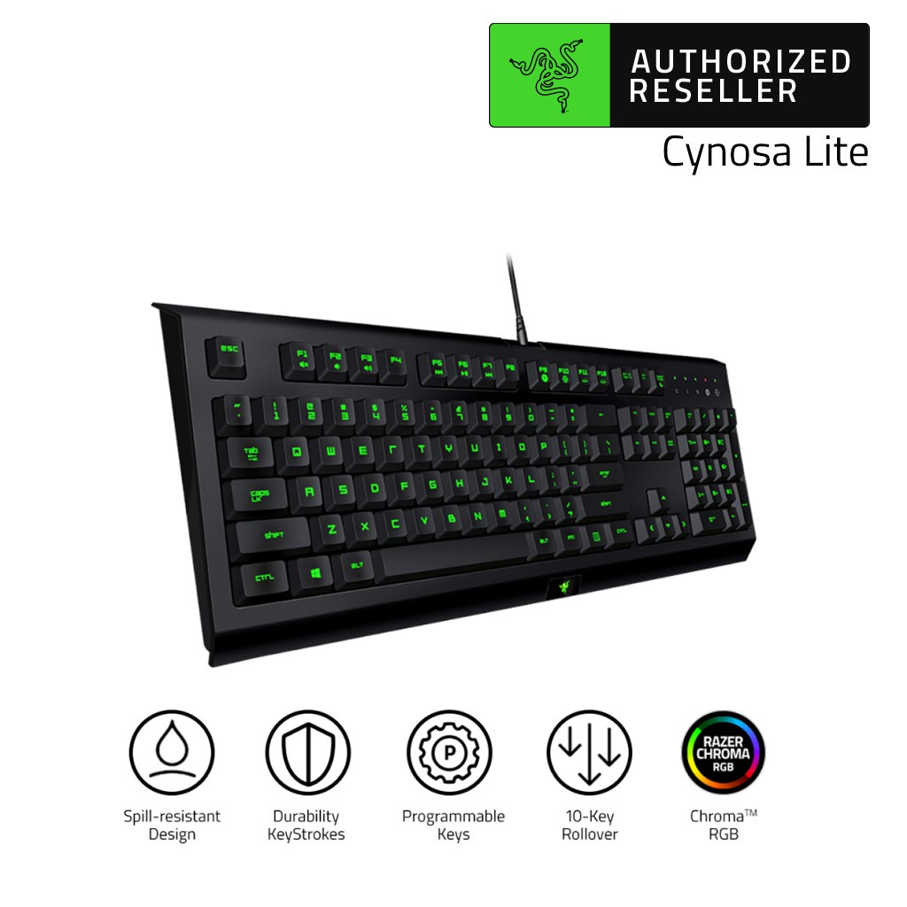 Razer Cynosa Lite Single Zone Chroma RGB Backlighting Spill-Resistant Gaming Keyboard (คีย์บอร์ดเกมม