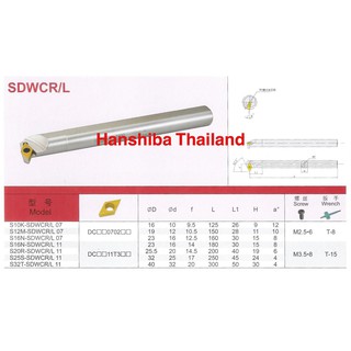 ด้ามคว้านรู ใส่เม็ด D07/D11 (ตราหัวเสือ) Hanshiba SDWCR