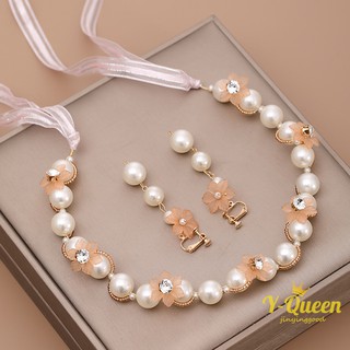 Korean Fashion Super Fairy Flower Head with Earrings Set Handmade Pearl Bride Jewelry Wedding Hair Accessories