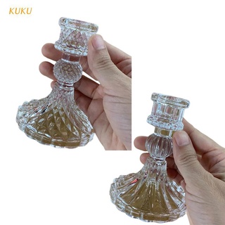 [KUKU] Glass Taper Candle Holder Decorative Candlestick Holder,  Modern Crystal Candelabra Pillar Glass Candle Stand Candleholder for Wedding Dinning Table Centerpieces Home Decoration