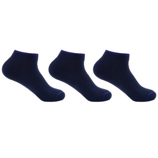 PALLY : ถุงเท้ากีฬาพื้นหนา (Daily Sport Socks)  3 คู่แพ็ค สีน้ำเงิน สีพื้น (1313)