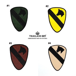 ตัวรีดติดเสื้อ ชุดทหาร ทหารม้า เสื้อทหาร Cavalry Division Patch wop งานปัก DIY ตัวรีด อาร์ม ติดเสื้อ ติดแจ็คเก็ต ยศทหาร