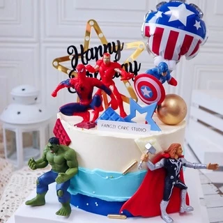 ตุ๊กตา SpiderMan Thor Captain America Super--man สําหรับตกแต่งเค้ก 4 ชิ้น 6 ชิ้น